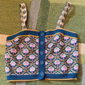 Maeve for Anthropologie Floral Jacquard Sweater Tank